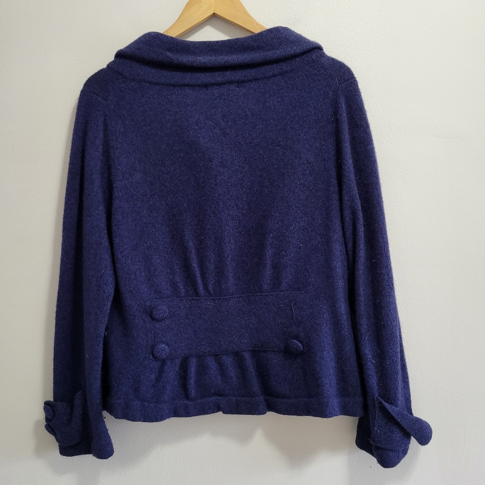 Sleeping on Snow Anthropologie Lambswool Snail Button Sweater Blazer Size Large - Picture 2 of 5